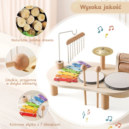 Muzyczny zestaw Montessori – drewniane instrumenty edukacyjne 7w1