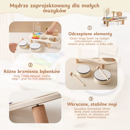 Muzyczny zestaw Montessori – drewniane instrumenty edukacyjne 7w1