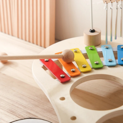 Muzyczny zestaw Montessori – drewniane instrumenty edukacyjne 7w1