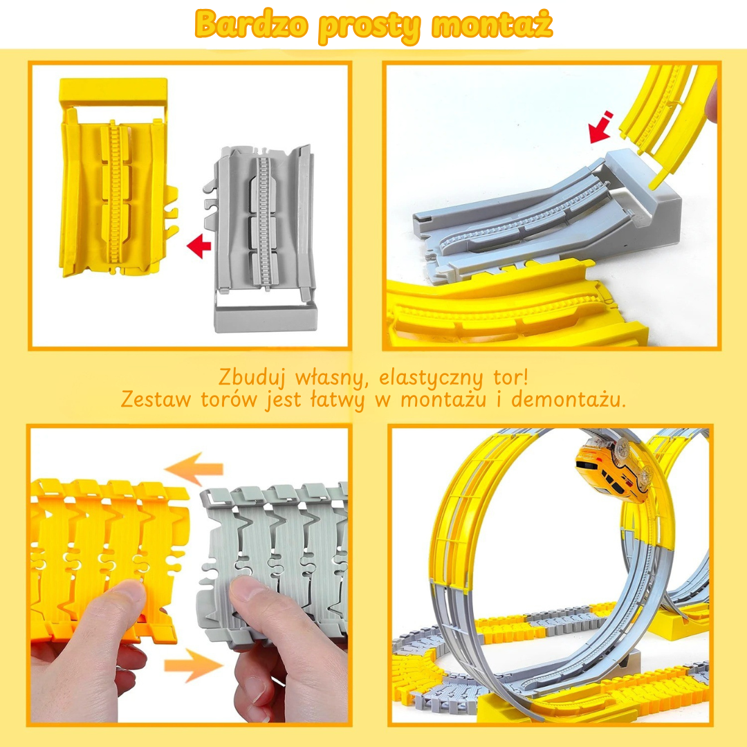 Kreatywny tor samochodowy dla dzieci – autka LED, pętle 360°