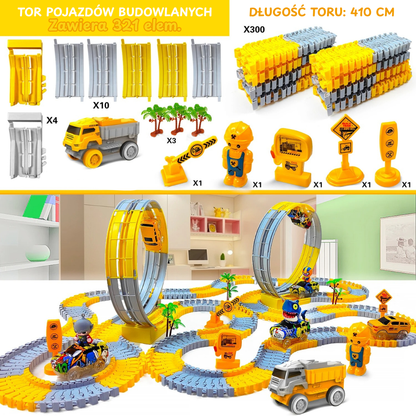 Kreatywny tor samochodowy dla dzieci – autka LED, pętle 360°